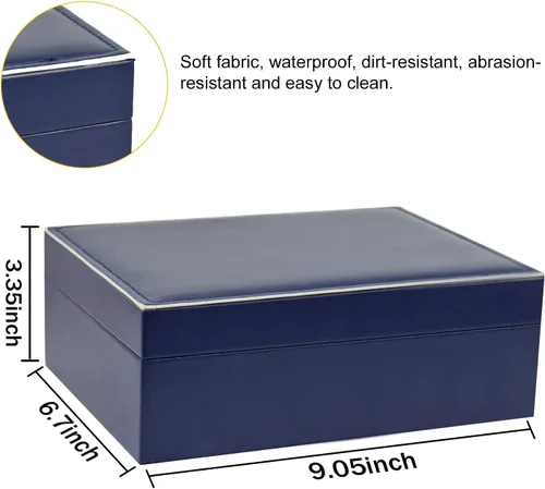 Vista 7 de Caja organizadora de joyas cajas de joyería grandes de piel sintética collares anillos aretes organizador de almacenamiento pantalla de doble capa