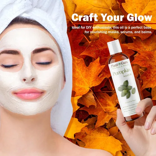 Vista 6 de Aceite de semilla de calabaza de 8 onzas líquidas prensado en frío 100% puro y natural, ideal para hidratar piel, cara, cuerpo y cabello. Ideal