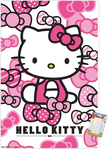 Vista 14 de Trends International Hello Kitty - Póster de pared con lazos, 14.725 x 22.375 pulgadas, versión enmarcada de madera de granero