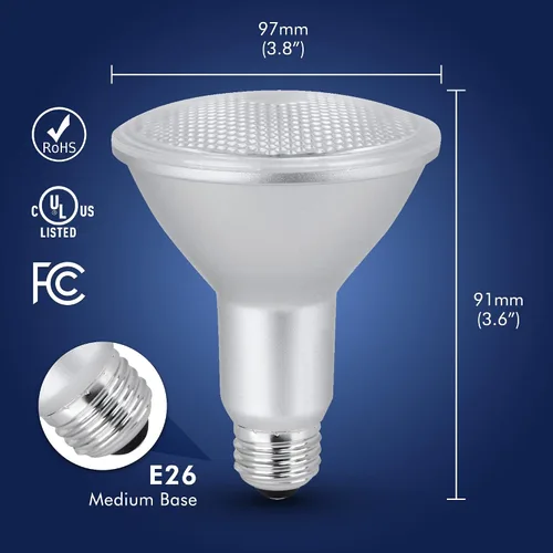 Vista 2 de Xtricity PAR 30 bombillas LED regulables de cuello largo, bombillas LED de 11 W, equivalente a 75 vatios, 800 lúmenes, blanco suave de 3000 K, 120