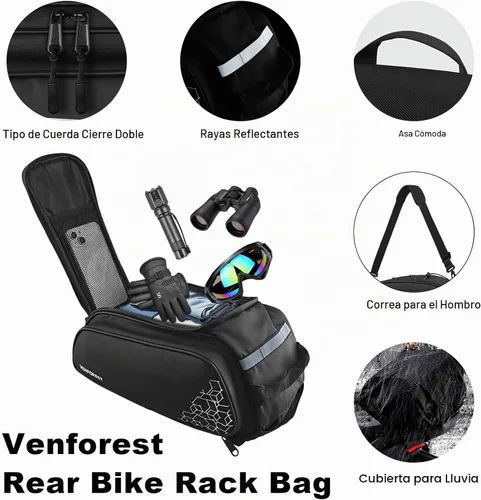 Vista 2 de Bolsa Trasera para Bicicleta, Bolsa de Maletero de Bicicleta de 20L PVC Impermeable para Bicicletas de Carretera y de Montaña, Bolsa Multifuncional