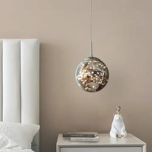 Vista 7 de Lámparas colgantes modernas para isla de cocina, lámpara colgante esférica, pequeño candelabro colgante de cristal para dormitorio, entrada, sala