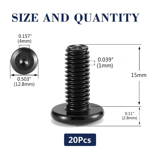 Vista 2 de M6 x 15mm 20 piezas de tornillos de cabeza hexagonal con casquillo de enchufe, acero inoxidable 304 18-8, rosca completa, óxido negro de SG TZH