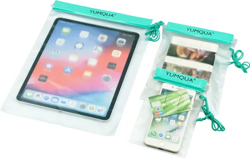 Vista 12 de YUMQUA Bolsa impermeable transparente, bolsa impermeable para documentos, soporte para pasaporte, funda hermética para mapas, bolsa impermeable a