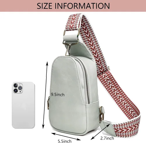 Vista 6 de BRZSACR Bolso bandolera para mujer, bolso cruzado de piel sintética, bolsa de pecho para mujer, ciclismo, senderismo, 1 unidad, Gris