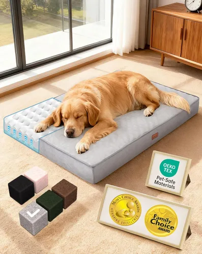 Vista 10 de OhGeni Cama ortopédica impermeable para perros pequeños, funda extraíble lavable a máquina en tela fácil de limpiar, espuma viscoelástica reversible
