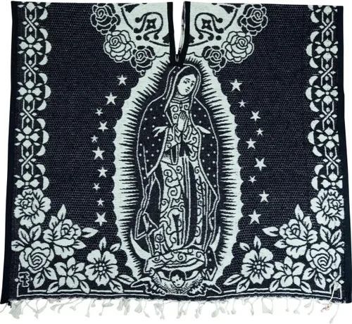 Vista 2 de ShirtBANC Poncho Mexicano Virgen de Guadalupe Virgencita Serape Cobija
