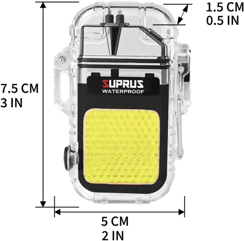 Vista 7 de SUPRUS Mechero impermeable de 3 modos de linterna, encendedor resistente al viento, eléctrico de arco doble recargable, encendedor de plasma de arco