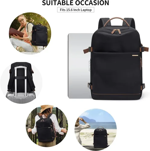 Vista 7 de GOLF SUPAGS Mochila para laptop con compartimento separado para laptop de 15.6 pulgadas, bolsa de computadora de gran capacidad para mujeres Negro