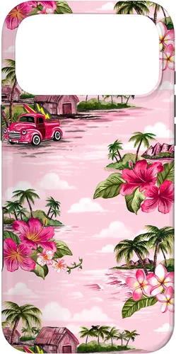 Vista 20 de Funda para iPhone 11 Tropical Hibiscus Island Palm Tree Rockabilly Surfer Beach