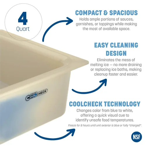 Vista 2 de Carlisle Coldmaster CoolCheck contenedor de alimentos refrigerante que cambia de color, Blanco, 1
