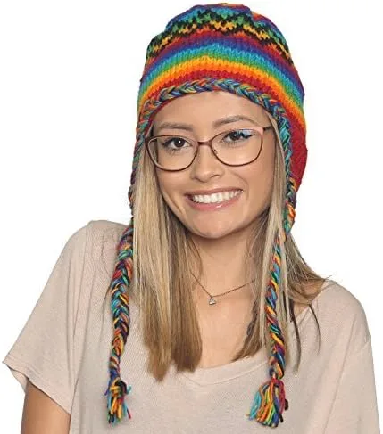 Vista 2 de KayJayStyles Nepal Gorro de punto a mano con calavera de lana de esquí