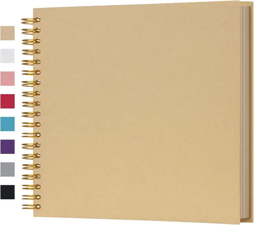 Vista 27 de potricher Álbum de Recortes DIY de 7 x 7 Pulgadas, 40 Páginas, Tapa Dura, Papel Kraft, Álbumes de Fotos para Recortes, Libro de Recuerdos para Bodas