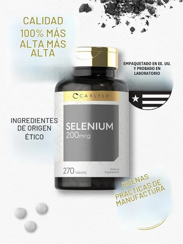 Vista 5 de Carlyle Suplemento de selenio 200 mcg 270 tabletas Fórmula vegetariana, sin OMG y sin gluten