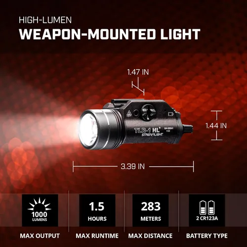 Vista 7 de Streamlight TLR-1 linterna para pistola, color negro.