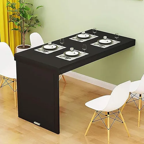 Vista 14 de Mesa de comedor plegable montada en la pared para espacios pequeños, mesa de comedor de madera para montar en la pared, mesa de cocina plegable