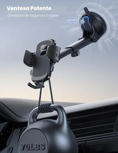 Vista 4 de Lamicall Soporte de teléfono para automóvil - [Ventosa de grado militar más fuerte] Soporte de teléfono con rotación de 360° para tu automóvil