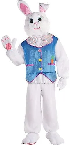 Vista 3 de Party City Disfraz de conejo de Pascua de lujo para adultos con tocado color blanco
