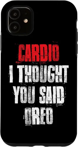 Vista 8 de Funda divertida de entrenamiento de gimnasio para iPhone 11 Pro Cardio I Thought You Said Oreo