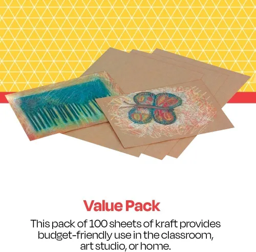 Vista 4 de School Smart Hojas de papel Kraft, 60 libras, 9 x 12 pulgadas, marrón, paquete de 100