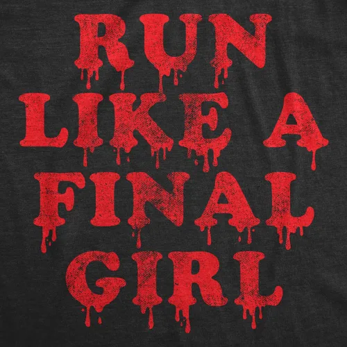 Vista 2 de Camiseta para mujer Run Like A Final Girl, divertida película de terror para Halloween, camiseta sarcástica de fitness