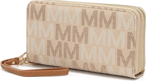 Vista 56 de MKF Collection Mia K - Cartera de pulsera para mujer, pequeña cartera de cuero vegano para tarjetas de crédito con cremallera y bolsillo