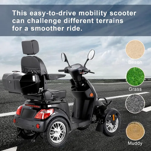 Vista 2 de Scooters de movilidad para personas mayores y adultos, capacidad de 500 libras - Carrito de movilidad eléctrico todo terreno de 800W - Scooter