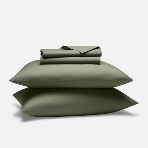 Vista 8 de Brooklinen Juego de sábanas de percal de lujo, 4 piezas, sábanas de cama 100% algodón, 1 sábana bajera y 1 sábana encimera, 2 fundas de almohada