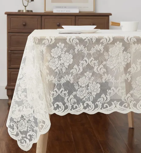 Vista 5 de Warm Home Designs Mantel Redondo Gótico. Cubierta de Mesa Circular Negra de 60 Pulgadas. Elegante Mantel Pequeño de Halloween con Diseño Floral