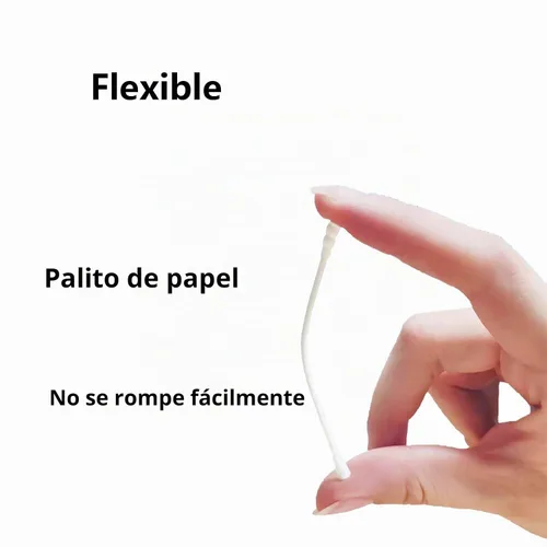 Vista 5 de 500 mini hisopos de algodón con barra de papel, espiral/redondo de algodón, cabeza de algodón pequeña para cuidado personal y limpieza