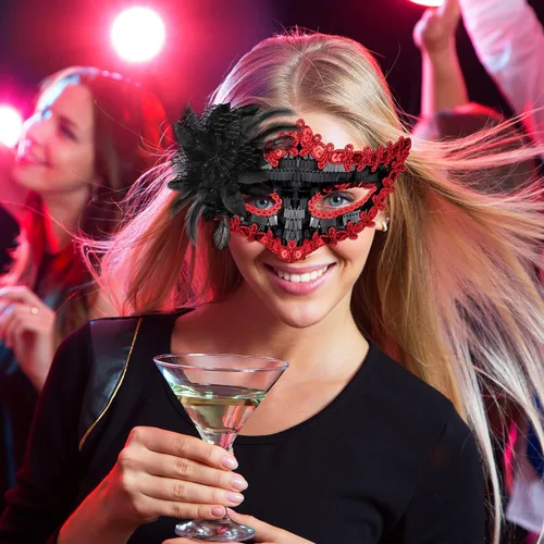 Vista 6 de SIQUK Juego de máscaras para parejas, máscara veneciana para fiesta