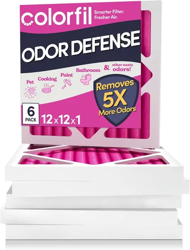 Vista 9 de Colorfil - Filtro de aire de 12 x 12 x 1 pulgadas, filtros que cambian de color para olores de gatos y perros, filtro de aire acondicionado MERV 8