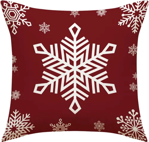 Vista 8 de Fundas de almohada navideñas de 18 pulgadas, 4 piezas, decoración navideña festiva roja (4 piezas mezcladas)