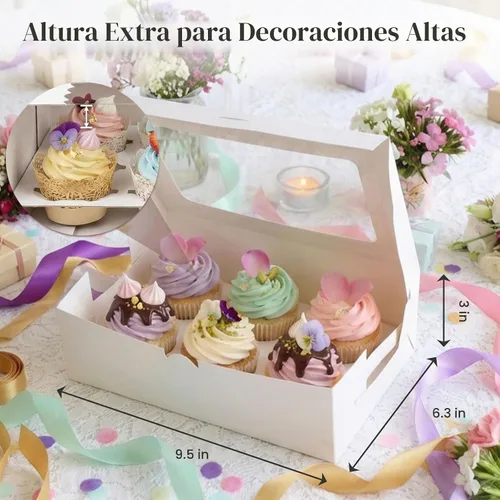 Vista 2 de VGOODALL 6 cajas blancas para cupcakes, 15 contenedores para cupcakes blanco-1