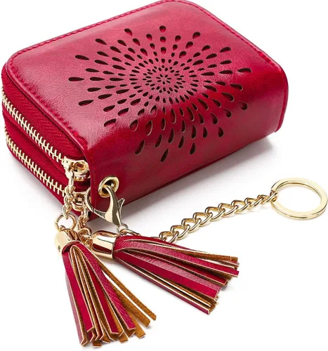 Vista 13 de APHISON RFID - Porta tarjeta de crédito con llavero, cartera pequeña con cremallera para mujer, Moderno