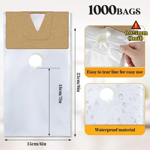 Vista 2 de Henoyso 1000 bolsas para colgar puertas, de plástico transparente, bolsas para colgar pomos de puerta, impermeables, paquetes de periódicos