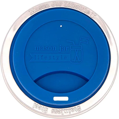 Vista 23 de Tapa de silicona para beber con banda de acero inoxidable para tarros Mason (Americana multicolor, boca regular)
