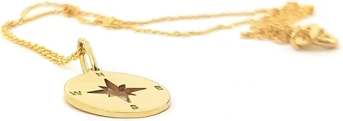 Vista 9 de Round Compass Necklace for Women, Dainty Compass Disc Necklace in Solid Gold 9K,14K, &18K, Perforated Compass Necklace Open Compass