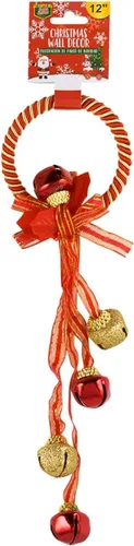 Vista 3 de Colgador de puerta de Navidad con cascabeles - 11 pulgadas (negro y blanco)