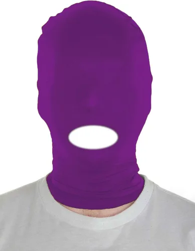 Vista 24 de Sheface Máscara con capucha de boca abierta de elastano para hombre y mujer, disfraz de cosplay de Halloween Negro