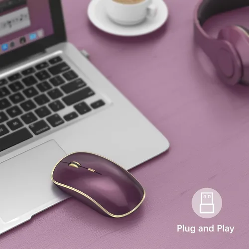 Vista 2 de J JOYACCESS Mouse inalámbrico para laptop, mouse silencioso inalámbrico delgado de 2.4G, mouse inalámbrico portátil de 3200 DPI, mouse inalámbrico