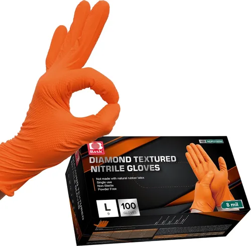 Vista 8 de Jointown Guantes Básicos de Nitrilo de Servicio Pesado, Guantes de Mecánico de Nitrilo Desechables de 8 Mil, con Textura de Diamante Elevada, Caja