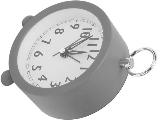 Vista 8 de soobu Reloj despertador circular, pequeño despertador circular alimentado por batería con botón de encendido y apagado para dormitorio de noche