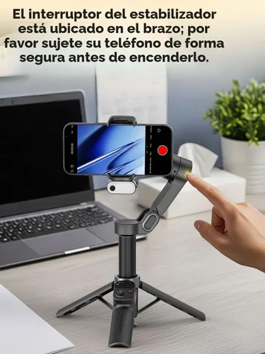 Vista 5 de AOCHUAN Smart X3 AI Gimbal estabilizador para iPhone, módulo de luz de seguimiento de AI