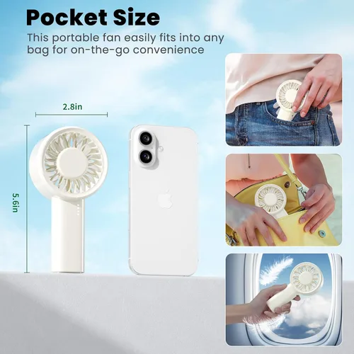 Vista 2 de HandFan Mini ventilador de mano, ventiladores pequeños de próxima generación portátil [8.5 horas de funcionamiento] con potente motor turbo de alta