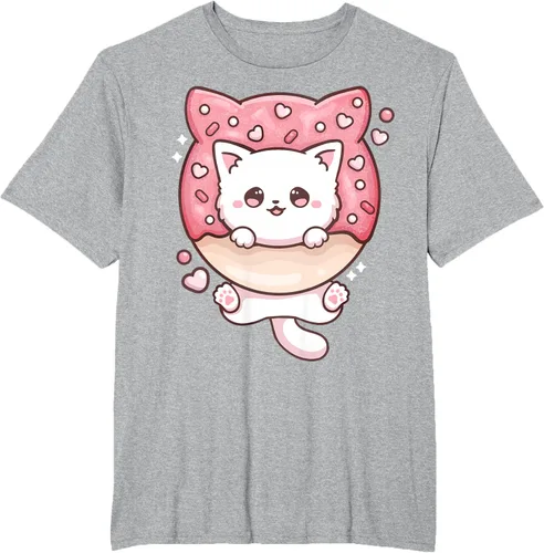 Vista 77 de Camiseta Kawaii Cat Donut Anime Lover Otaku, Negro