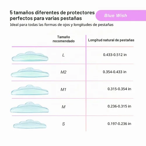 Vista 5 de Curacoro Lash Lift Shields, 10 Pcs/5 Sizes Reusable Silicone Rods Deseo azul