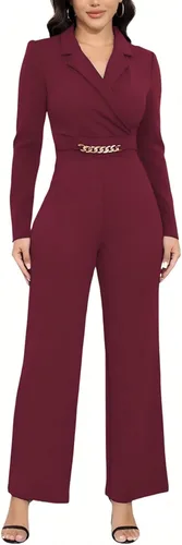 Vista 110 de DeftSharp Overol largo y elegante para mujer, sexy, para cóctel, fiesta, club, casual, para trabajo