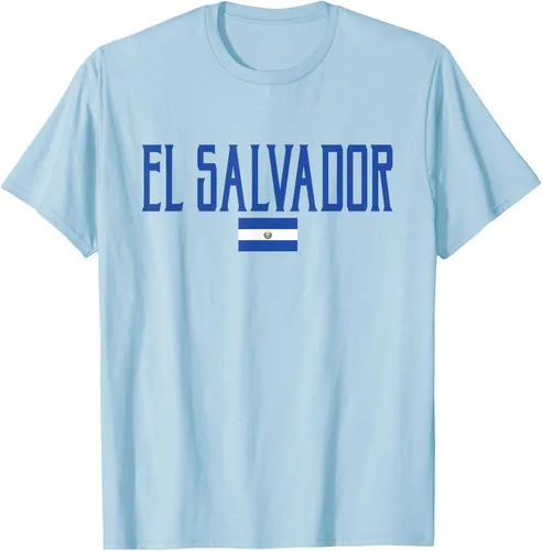 Vista 70 de Camiseta de texto azul con bandera de El Salvador, Negro, S