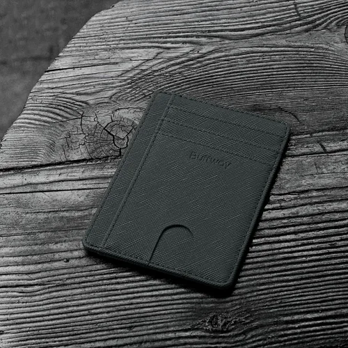 Vista 4 de Buffway - Billetera delgada minimalista de cuero con protección RFID para hombre y mujer